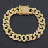 2 Pcs Iced Out Silver & Gold 18K Gold Plated Bling CZ Cuban Miami Link Bracelet